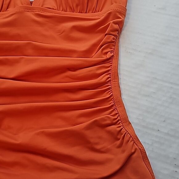 Tommy Bahama orange runched one piece swimsuit size 4 - Picture 2 of 8
